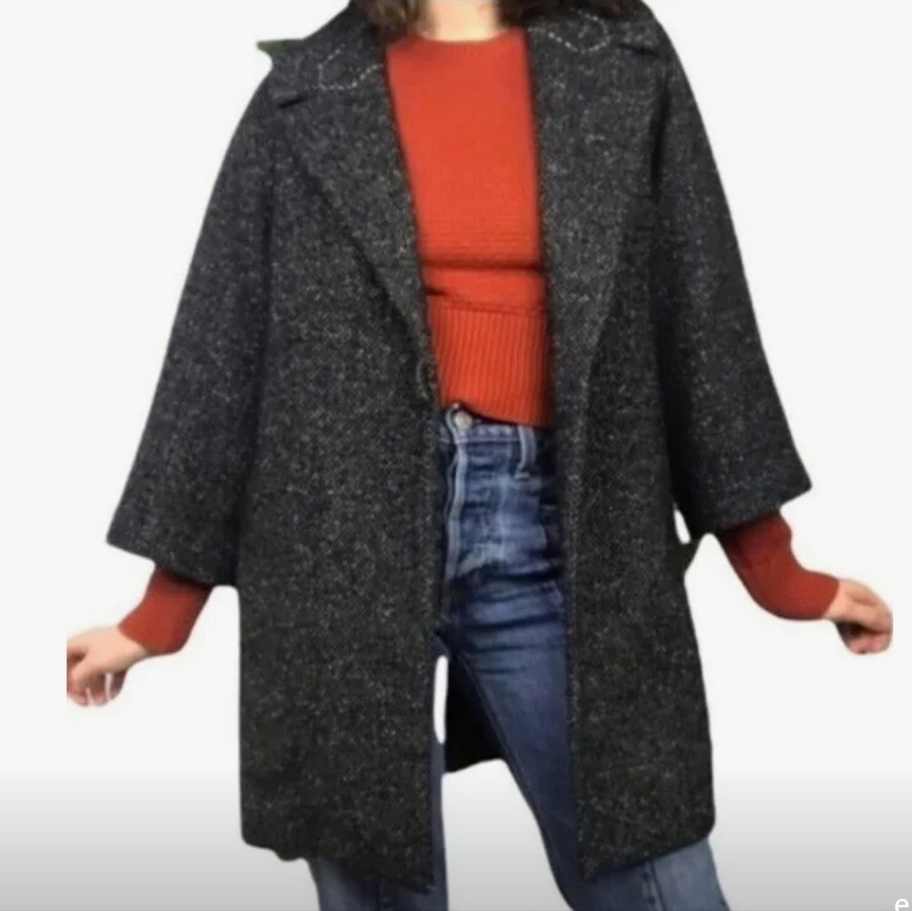 Cabi Blair Pea Coat Wool Blend Slouchy‎ Charcoal Women's Medium